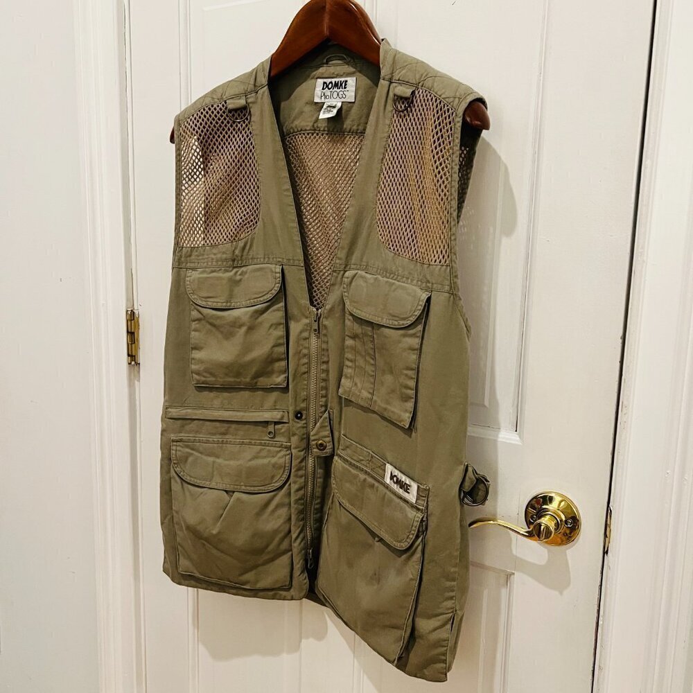 Domke PhoTOGS Utility Photo Vest Medium Khaki Mesh 13 Pockets Professional Zip - Picture 3 of 16